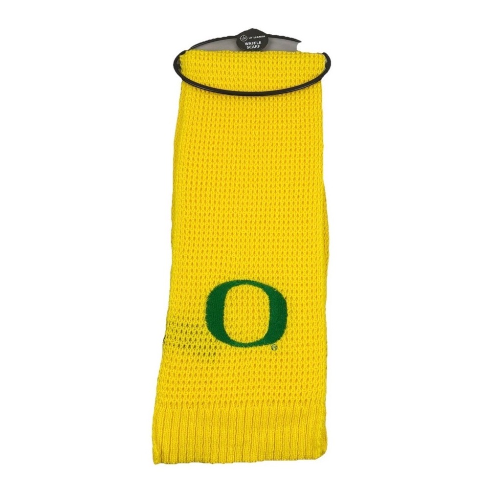 Little Earth Oregon Ducks Scarf Unisex OS Yellow Waffle Knit Embroidered Logo‎